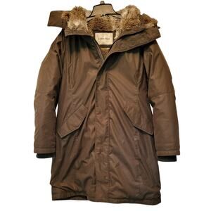 Aritzia Babaton Oskar Coat Parka Olive Green Faux Fur Size XL Heavyweight EUC